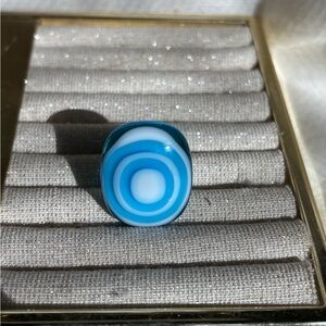 Blue and White Glass Ring 925